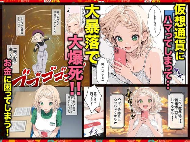 スマートフォンを持つきらりが複数描かれ、椅子に座る姿では眉を上げ、口を小さく開けて汗を浮かべている。